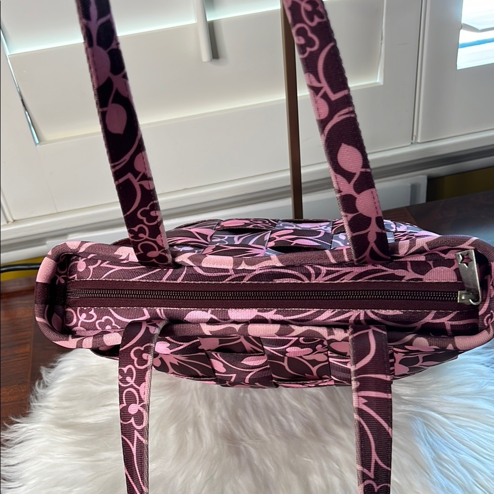 HARVEYS Seatbelt Classic Brown & Pink Leaf and Florals Shoulder Bag Vintage EC - Picture 7 of 17